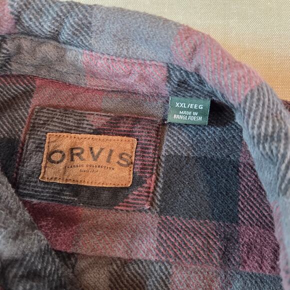 Orvis Men’s XXL Flannel Shirt Button Up Long Sleeve Plaid 100% Cotton - Picture 3 of 15